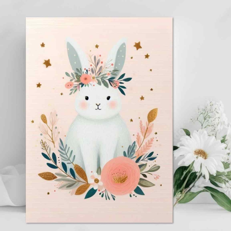 Pretty Bunny Floral Easter Card