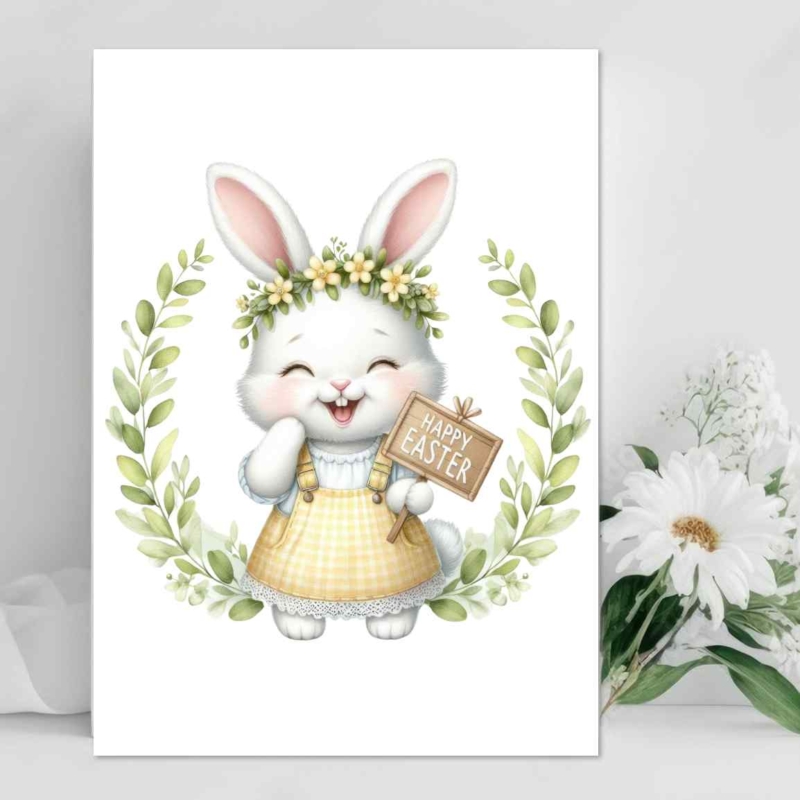 Laurel Bunny Easter Card