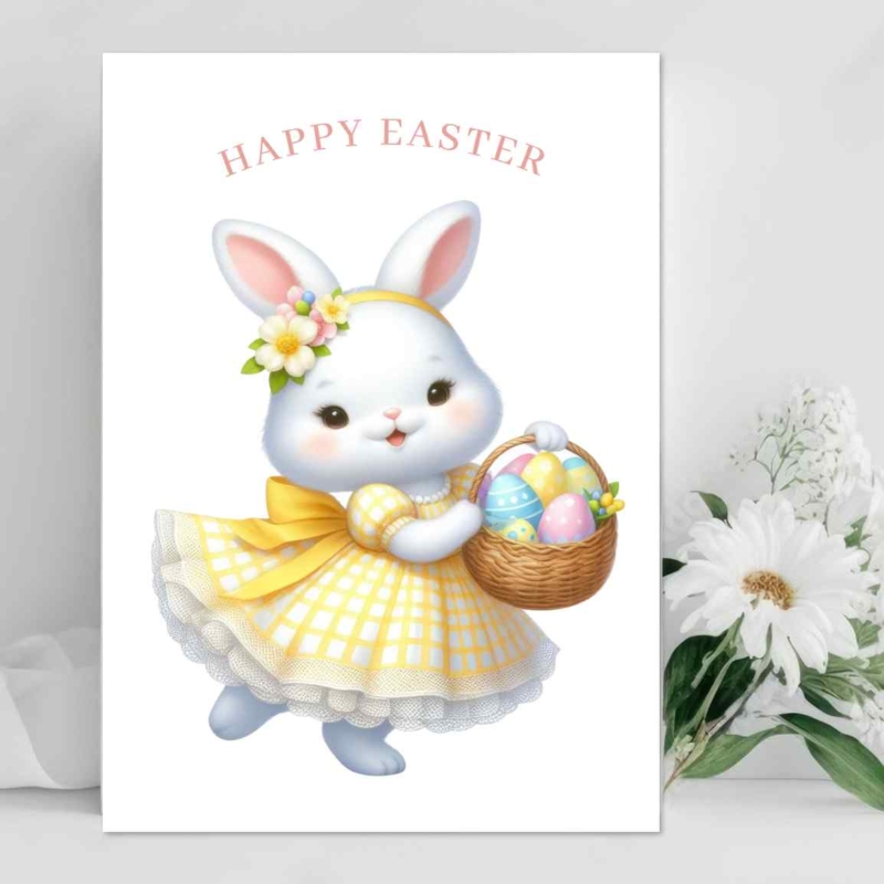 Cute White Bunny Easter Card