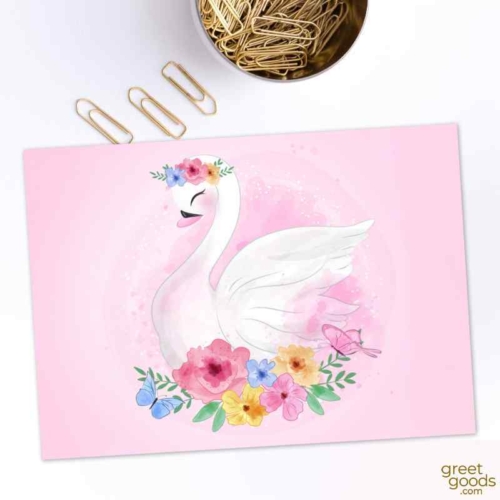 Beautiful Floral Swan Card