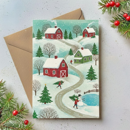 Snowy Houses Holiday Card