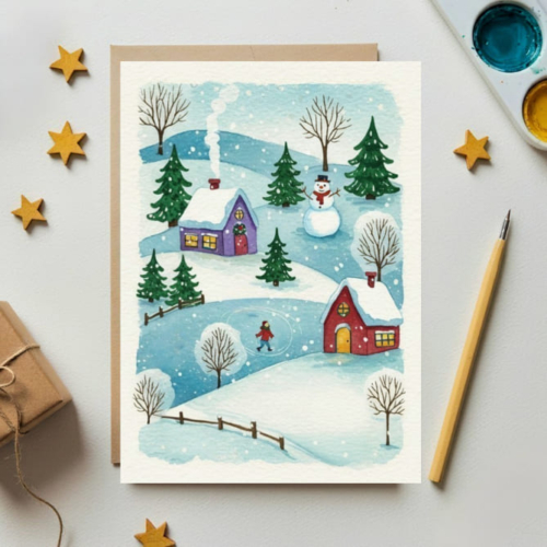 Cute Holiday Village Card