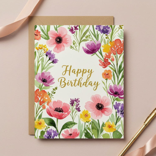 Pretty Floral Birthday Card
