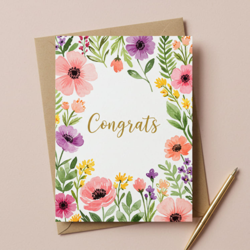 Lovely Floral Congrats Card