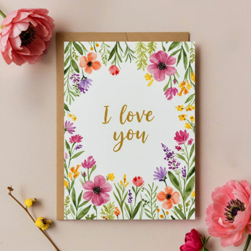 Pretty Floral I Love You Card