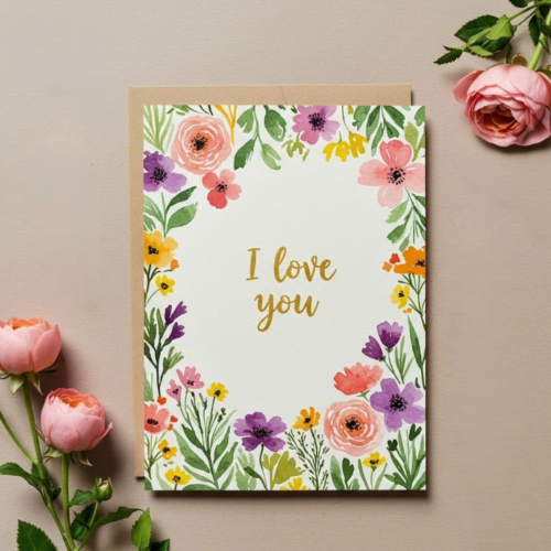 Pretty Watercolor Floral Love Card