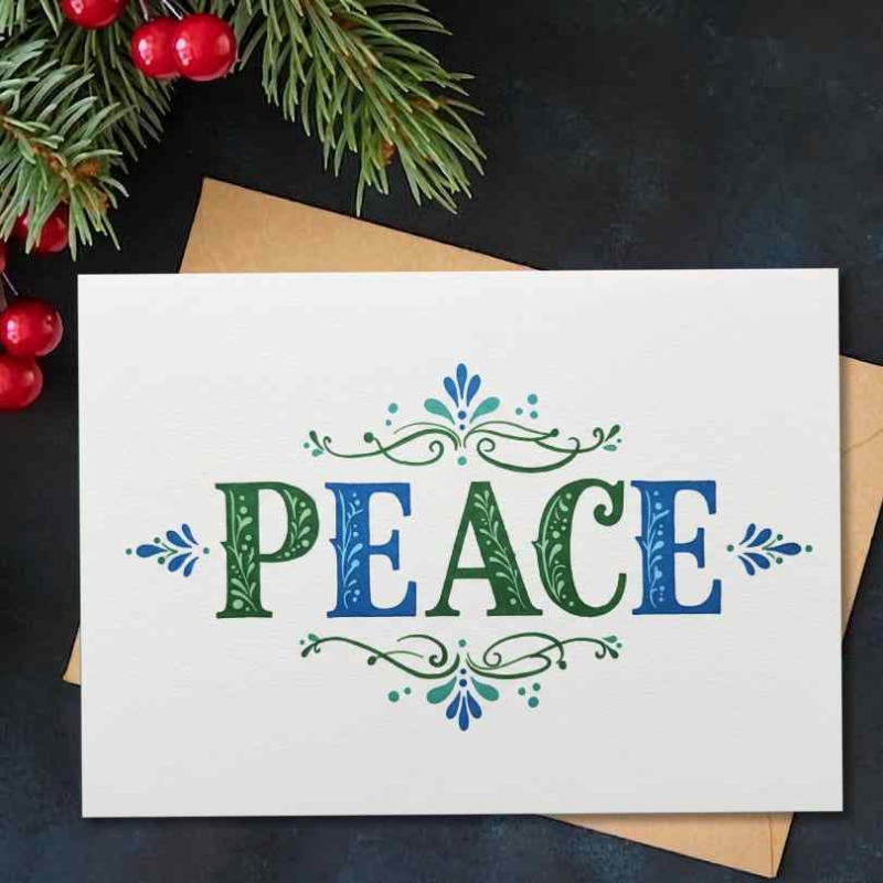 Peace Illustrated Christmas Card