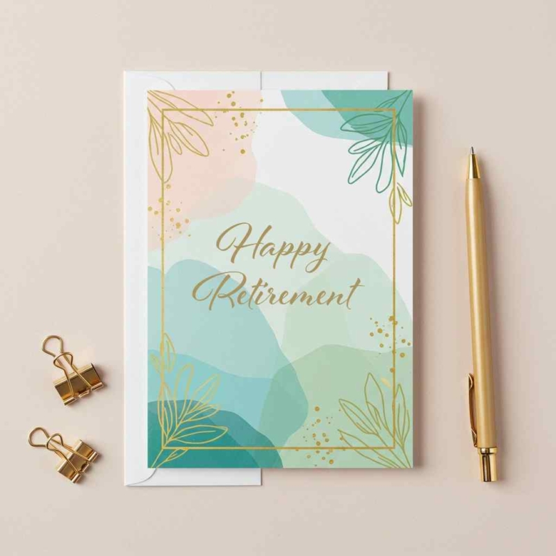 Modern Watercolor Retirement Card