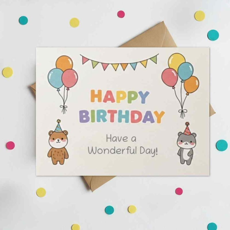 Bears & Balloons Birthday Card