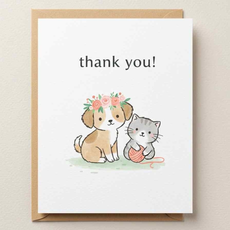 Adorable Animals Thank You Card