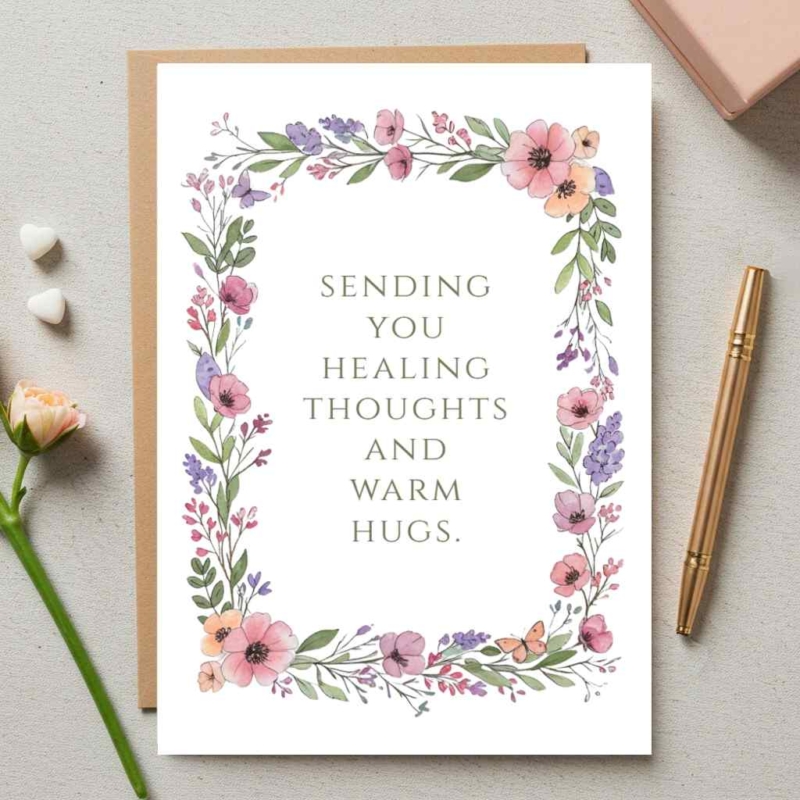 Get Well Floral Border Card