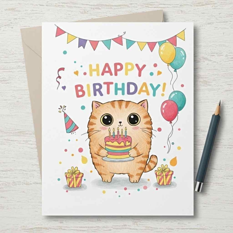 Funny Cat Birthday Card