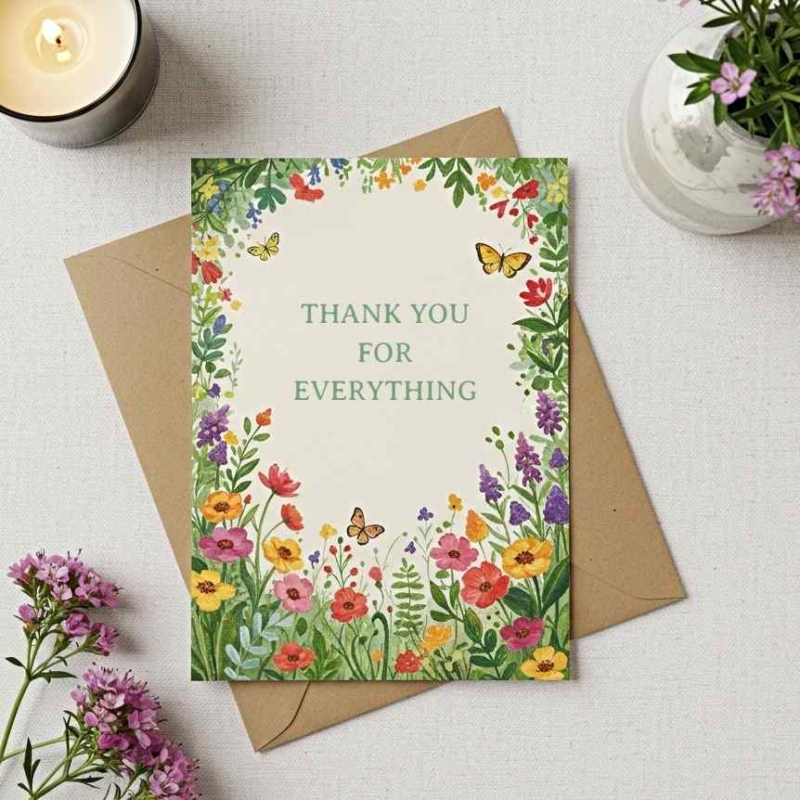 Butterfly Garden Thank You Card