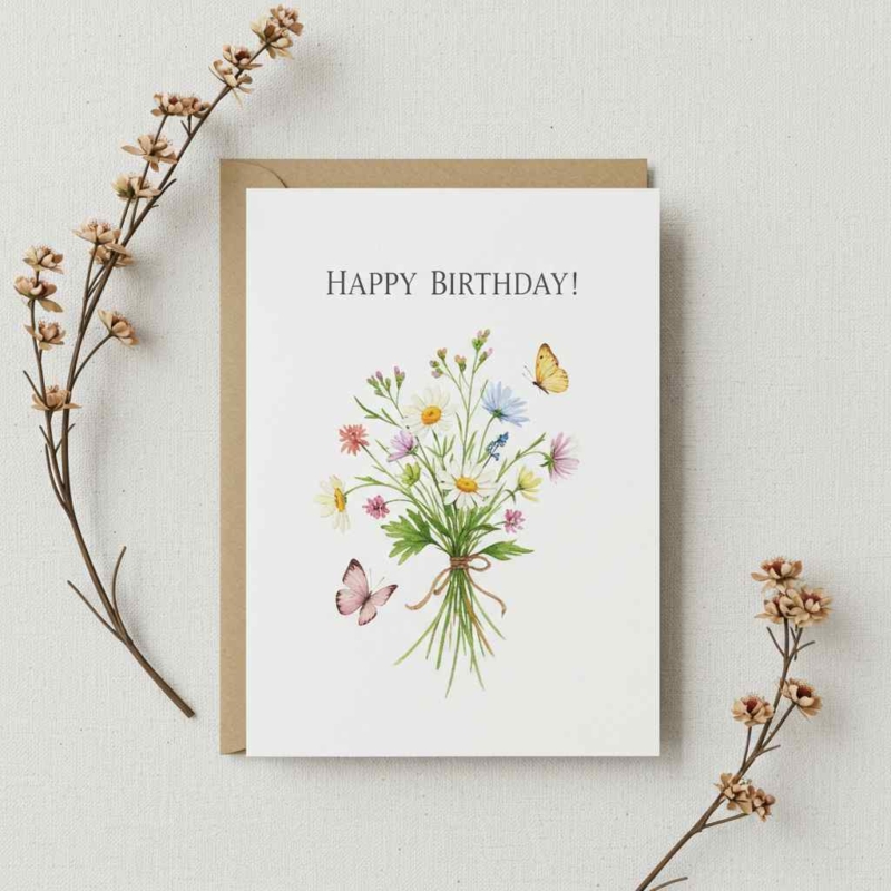 Pretty Floral Bouquet Birthday Card