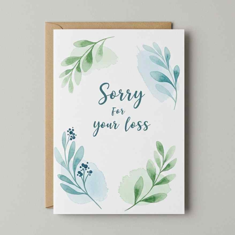 Blue and Green Foliage Sympathy Card