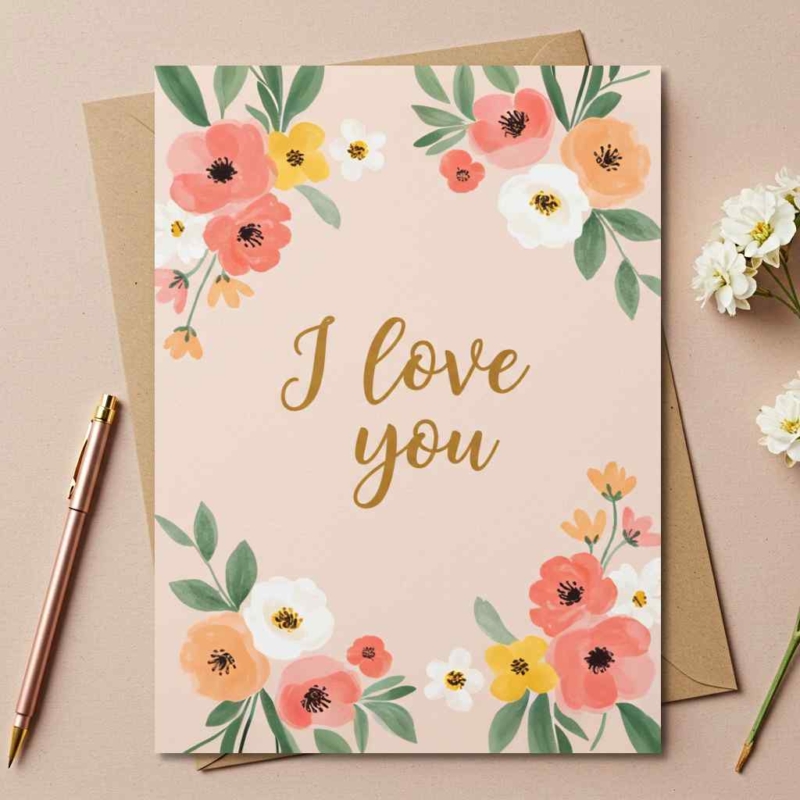 Lovely Floral Love You Card