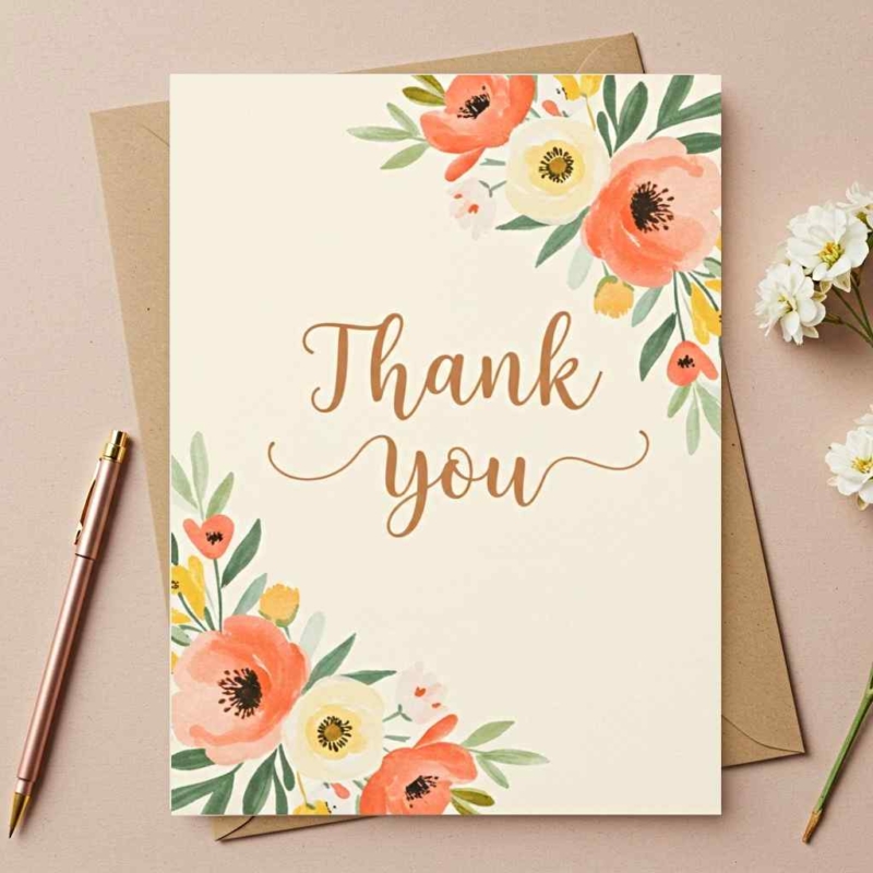 Pretty Floral Thank You Card