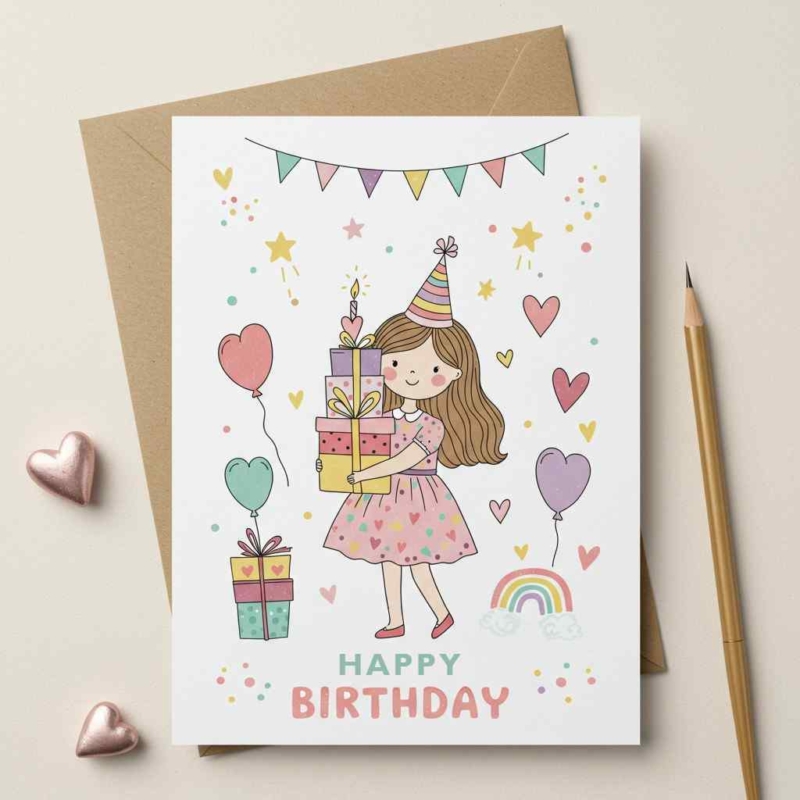 Cute Girl Birthday Card