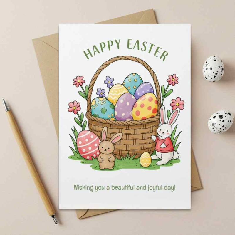 Basket of Eggs Easter Card