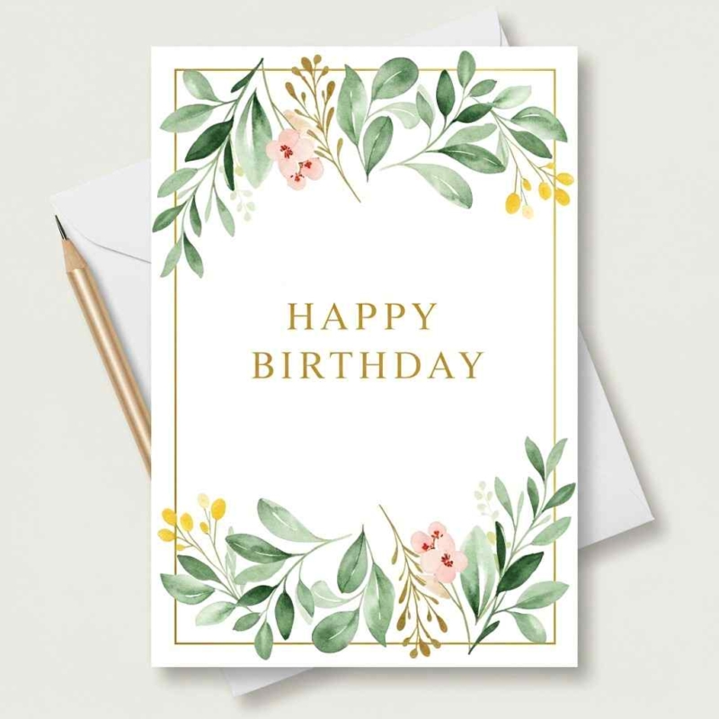 Happy Birthday Greenery Card