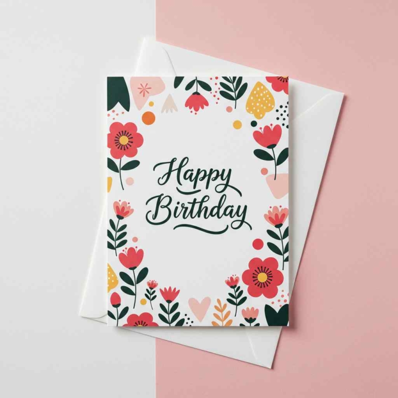Modern Floral Birthday Card