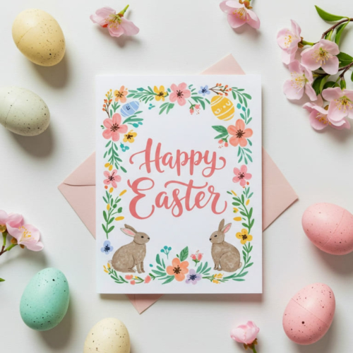 Easter Bunny Floral Card