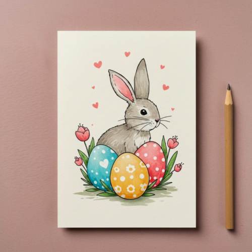 Gray Bunny Easter Card