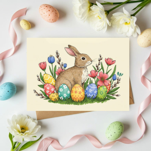 Bunny & Eggs Easter Card
