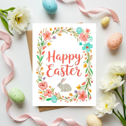 Floral Easter Bunny Card