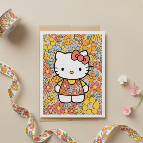 Hello Kitty Flowers Card