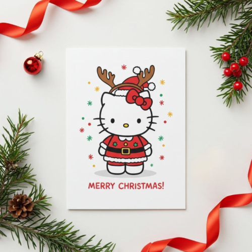 Hello Kitty Santa Christmas Card