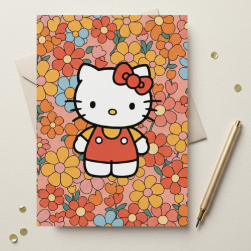 Hello Kitty Floral Card