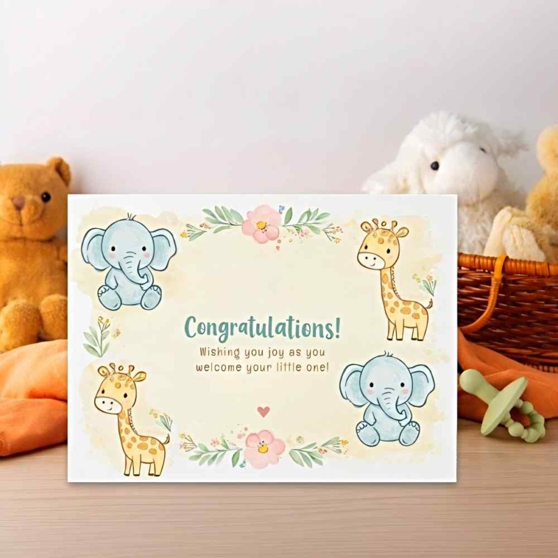 Cute Animals Congrats New Baby Card
