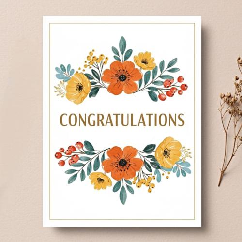 Congrats Floral Swag Card