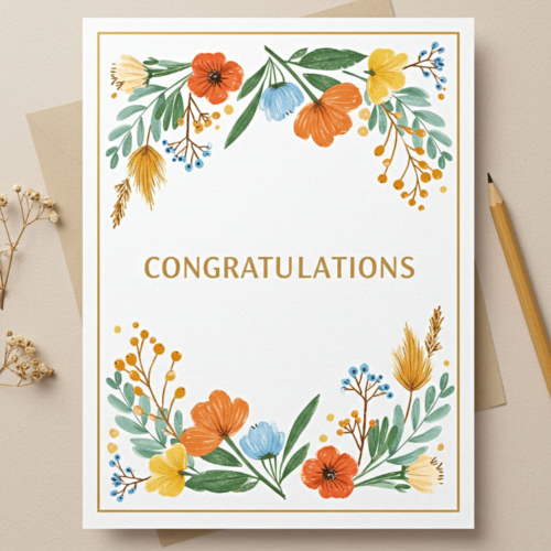 Modern Floral Congrats Card