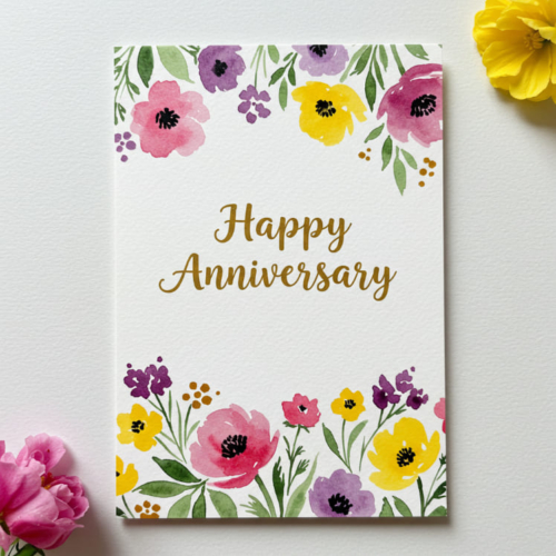 Floral Watercolor Anniversary Card
