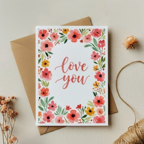 Love You Floral Card