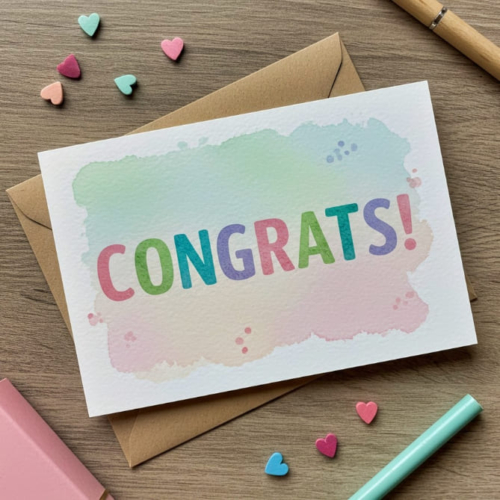 Congrats Colorful Watercolor Card