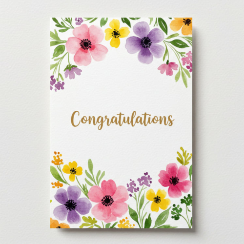 Lovely Watercolor Congrats Floral Card