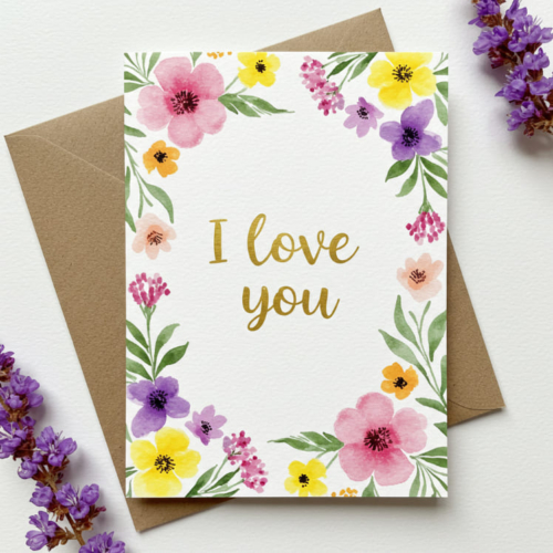 Lovely Watercolor Floral Love Card