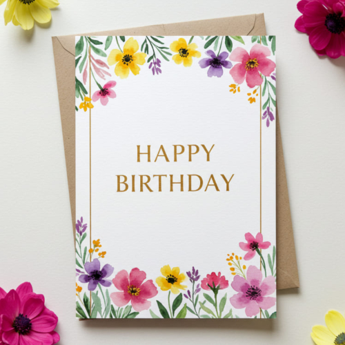 Pretty Floral Happy Birthday Card